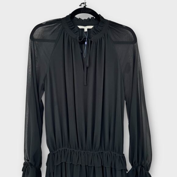 NWT Rebecca Minkoff Dylan Long Sleeve Ruffle Mini Dress S Romantic Sheer Chic - Picture 11 of 16
